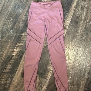 Victoria Secret Sport Pink/Plum High-Waisted Leggings See Through Lines Small
